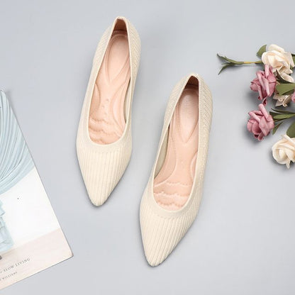 Heel Pumps Pointy-Toe Knit Wedge