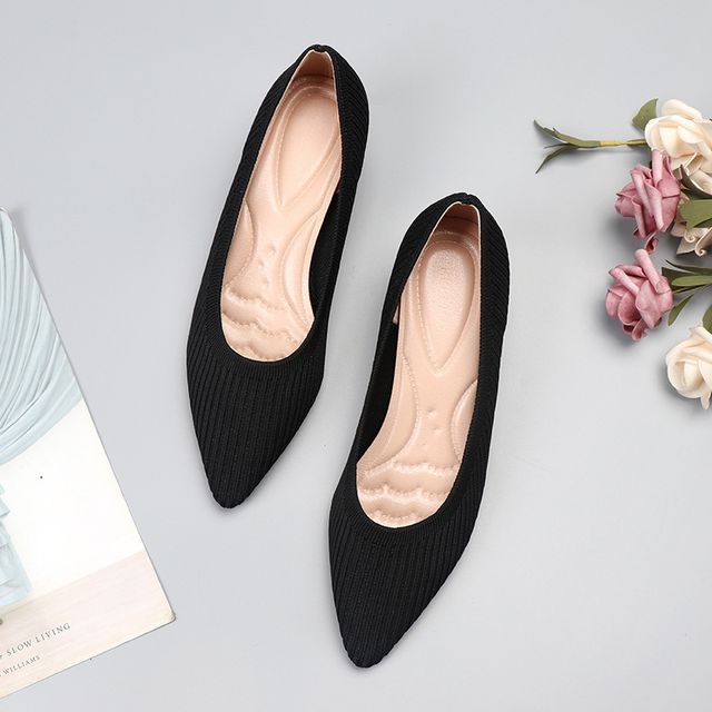 Heel Pumps Pointy-Toe Knit Wedge