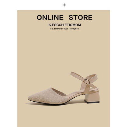 Sandals Chunky Heel Strap Pointy-Toe Ankle