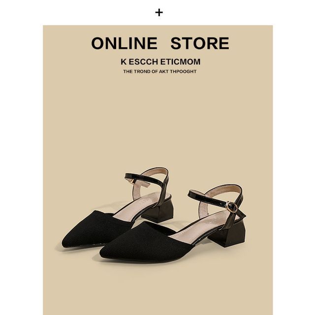 Sandals Chunky Heel Strap Pointy-Toe Ankle