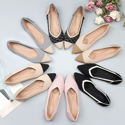 Pointy-Toe Knit Flats