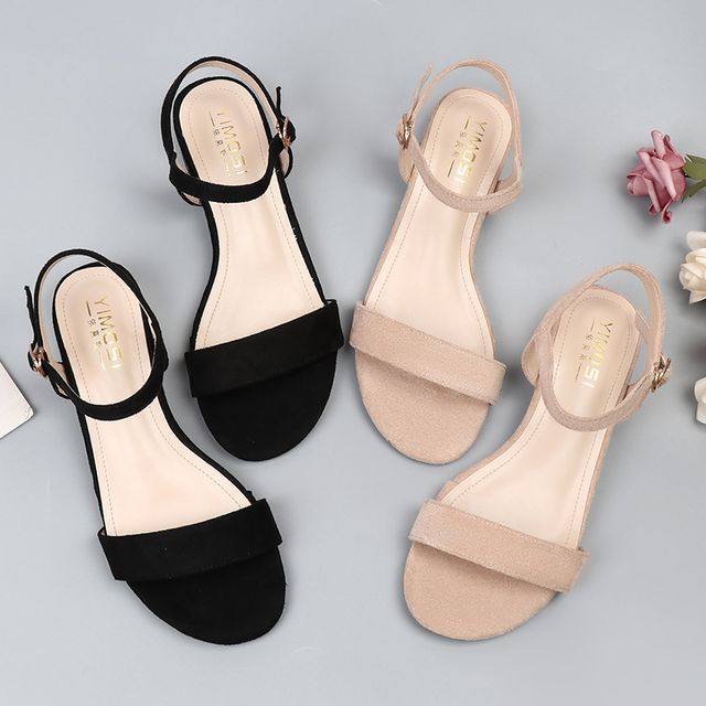 Heel Block Plain Sandals