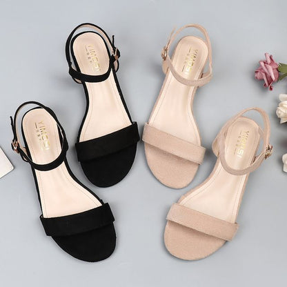 Heel Block Plain Sandals