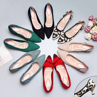 Pumps Knit Heel Pointy-Toe Kitten