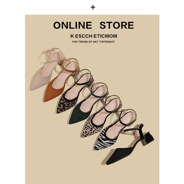 Sandals Chunky Heel Strap Pointy-Toe Ankle