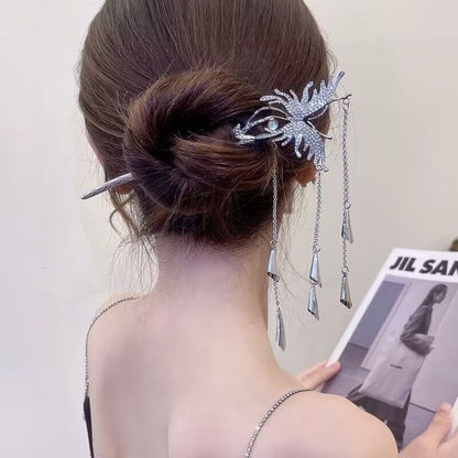 Butterfly Fringed Alloy Hair Stick / Hair Clip