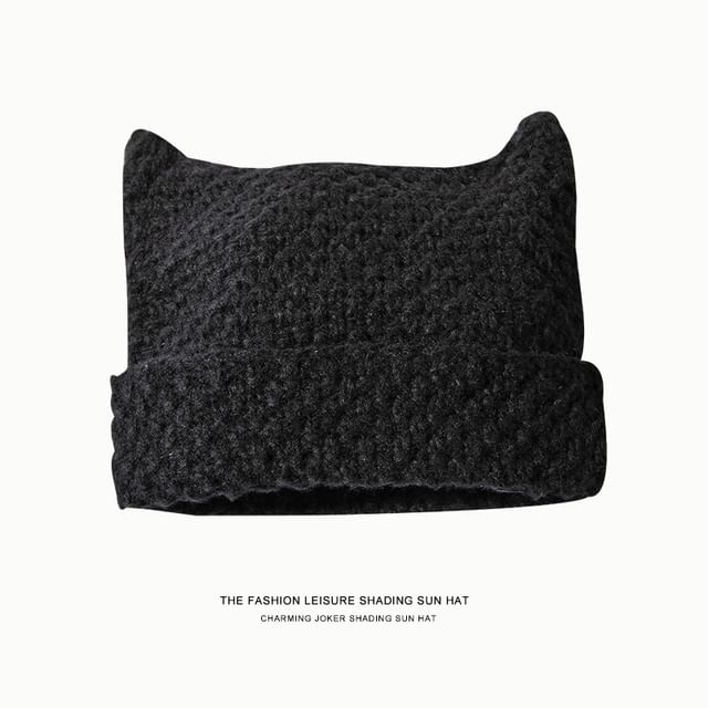 Ear Beanie Knit Striped Cat