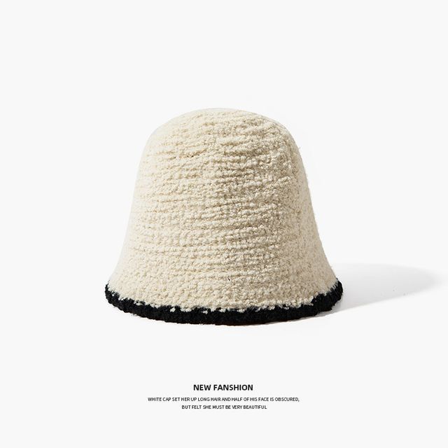 Trim Contrast Bucket Knit Hat