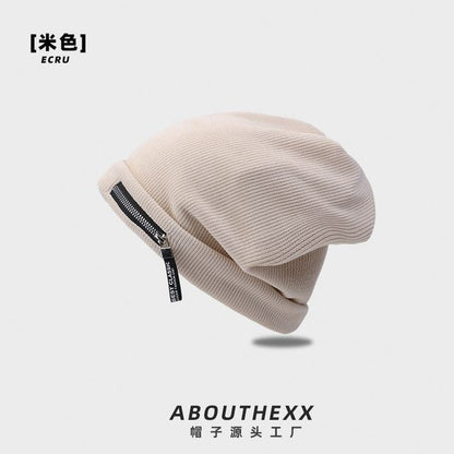 Detail Ribbed Beanie Zip