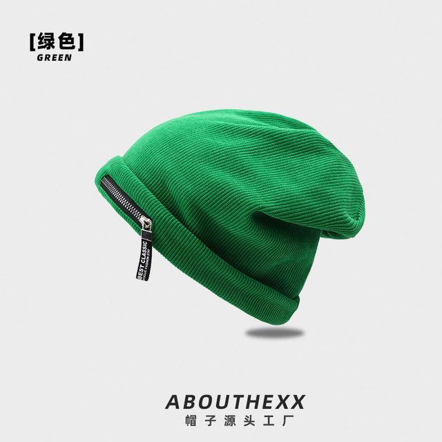 Detail Ribbed Beanie Zip