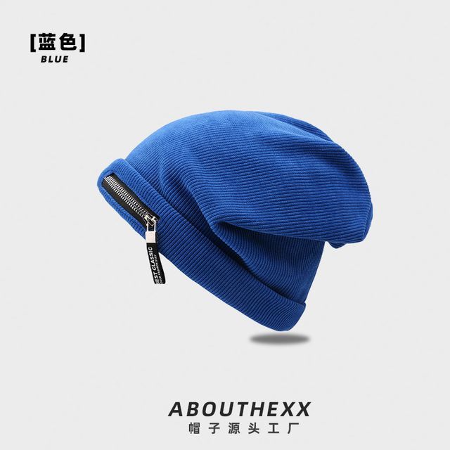 Detail Ribbed Beanie Zip