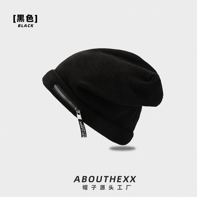 Detail Ribbed Beanie Zip