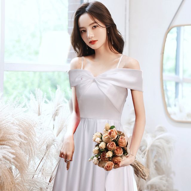 Shoulder Evening / Gown Off Dress Glitter A-Line Cocktail