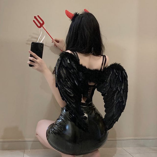 Halloween Cosplay Devil Headband / Devil's Fork / Devil's Wings / Set