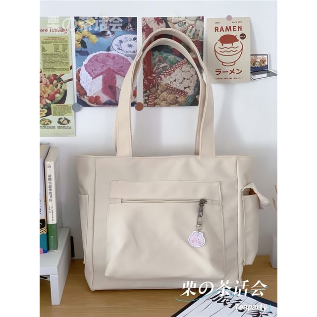 Plain Multi-Pocket Tote Bag