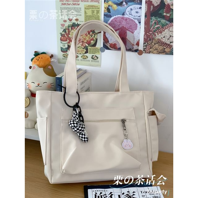 Plain Multi-Pocket Tote Bag