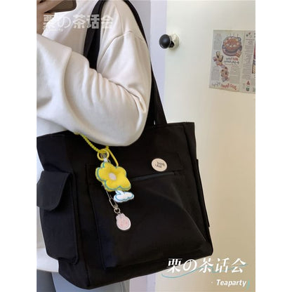 Plain Multi-Pocket Tote Bag