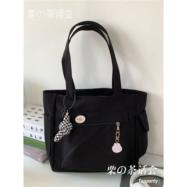 Plain Multi-Pocket Tote Bag