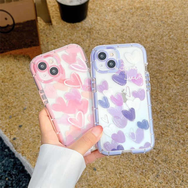 Heart Transparent Phone Case - iPhone 14 Pro Max / 14 Pro / 14 Plus / 14 / 13 Pro Max / 13 Pro / 13 / 12 Pro Max / 12 Pro / 12 / 11 Pro Max / 11 / XS Max / XS / XR / X