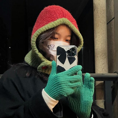 Balaclava Hat Knit Two-Tone