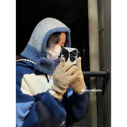 Balaclava Hat Knit Two-Tone