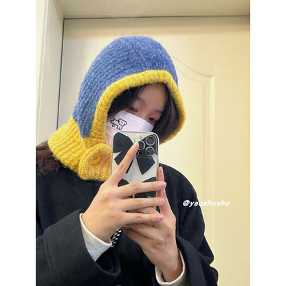 Balaclava Hat Knit Two-Tone