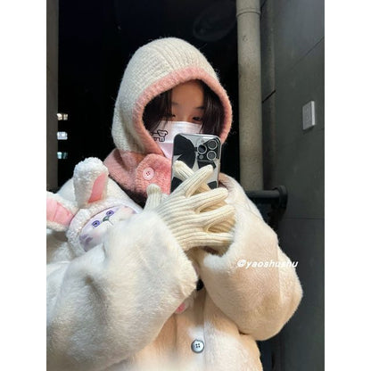 Balaclava Hat Knit Two-Tone