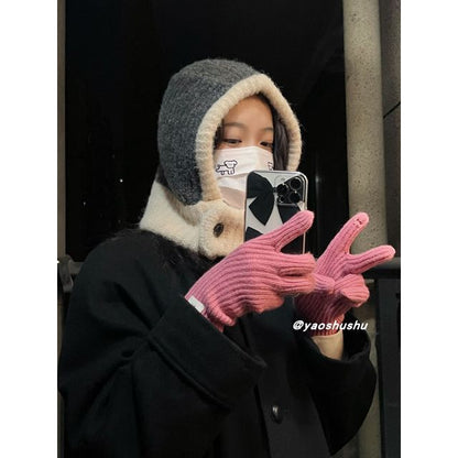 Balaclava Hat Knit Two-Tone