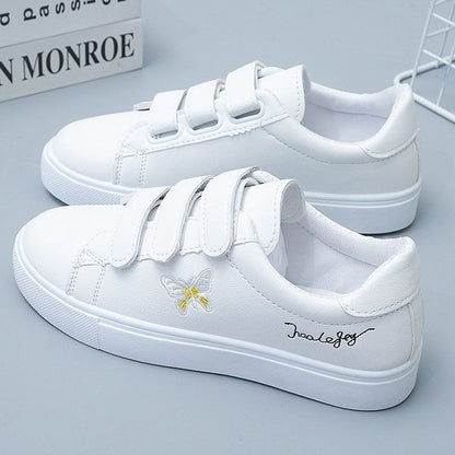 Butterfly Embroidered Adhesive Strap Sneakers