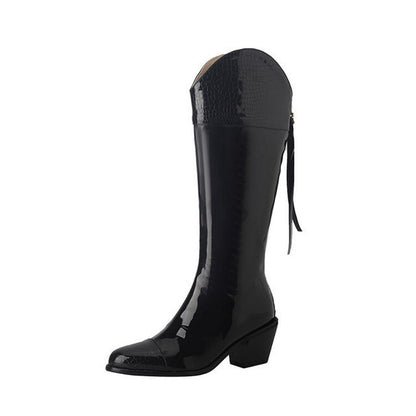 Pointed Heel Tall Chunky Boots