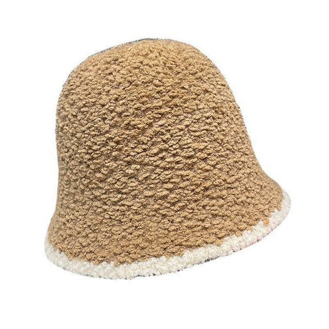 Bucket Contrast Trim Faux Hat Shearling