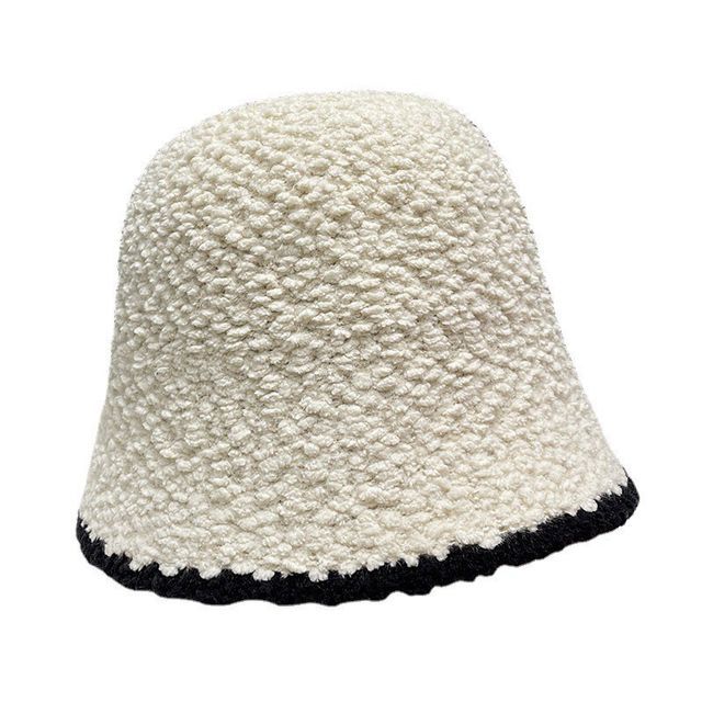Bucket Contrast Trim Faux Hat Shearling