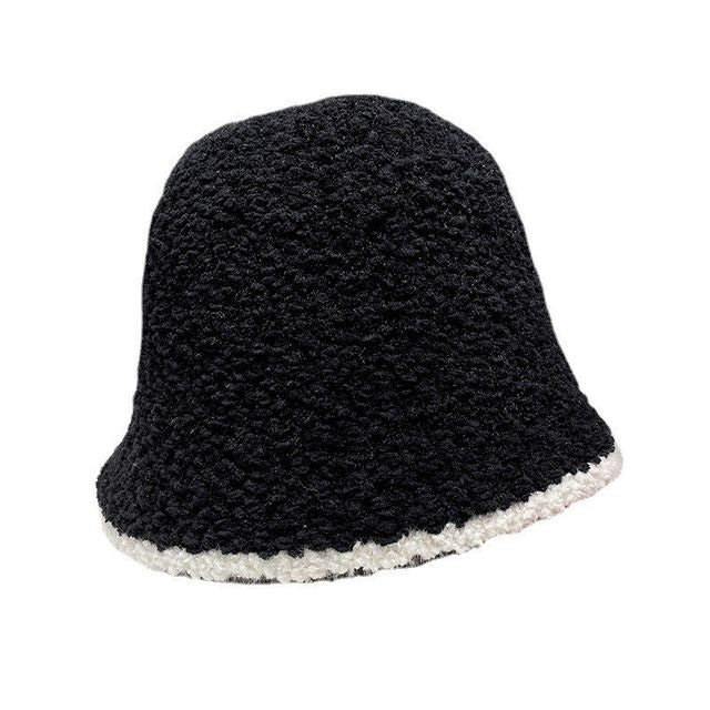 Bucket Contrast Trim Faux Hat Shearling