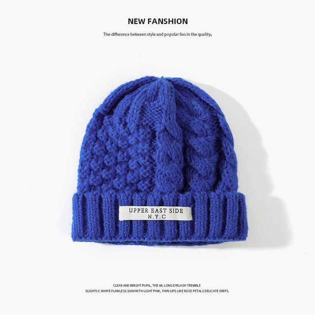 Applique Lettering Knit Beanie