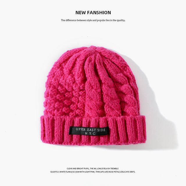 Applique Lettering Knit Beanie