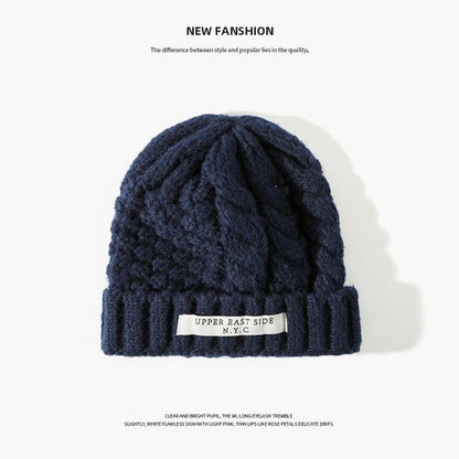 Applique Lettering Knit Beanie