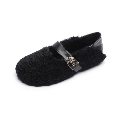 Round Toe Fleece Mary Jane Shoes