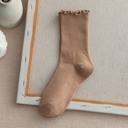 Frill Trim Plain Socks Set