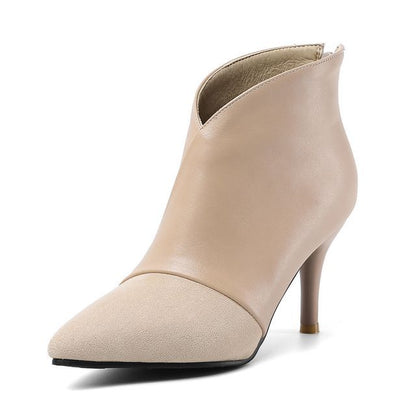 Stiletto Boots Cap Toe Ankle Heel