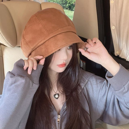 Cap Suede Newsboy Faux Plain