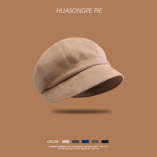 Cap Suede Newsboy Faux Plain