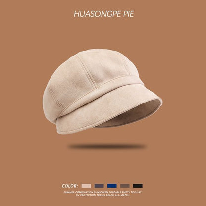 Cap Suede Newsboy Faux Plain