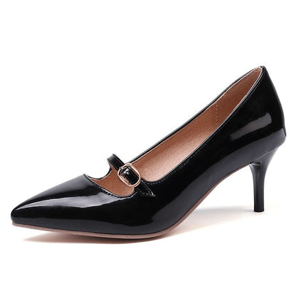 Pointed Toe Mary Jane Kitten Heel Pumps