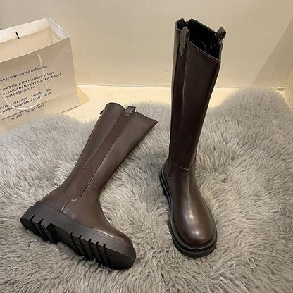 Faux Chelsea Tall Platform Leather Boots