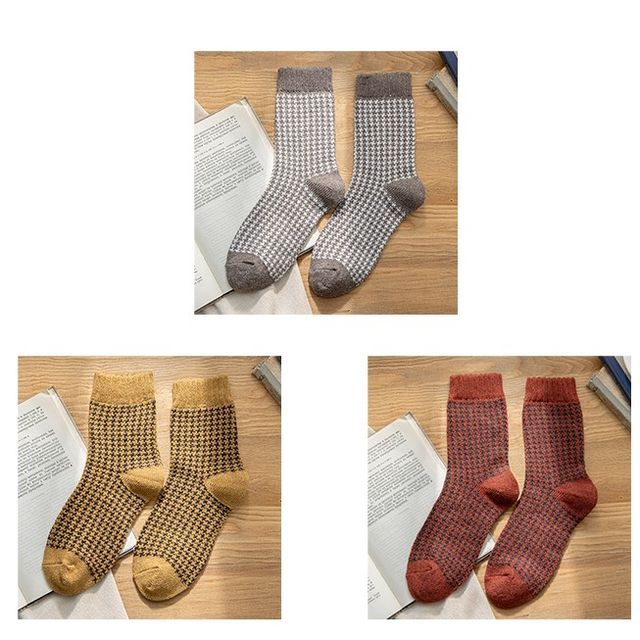 Set of 3 Pairs: Houndstooth Socks