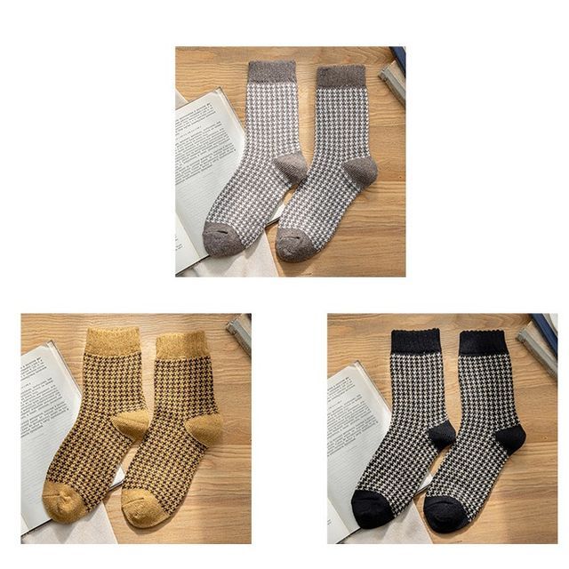 Set of 3 Pairs: Houndstooth Socks