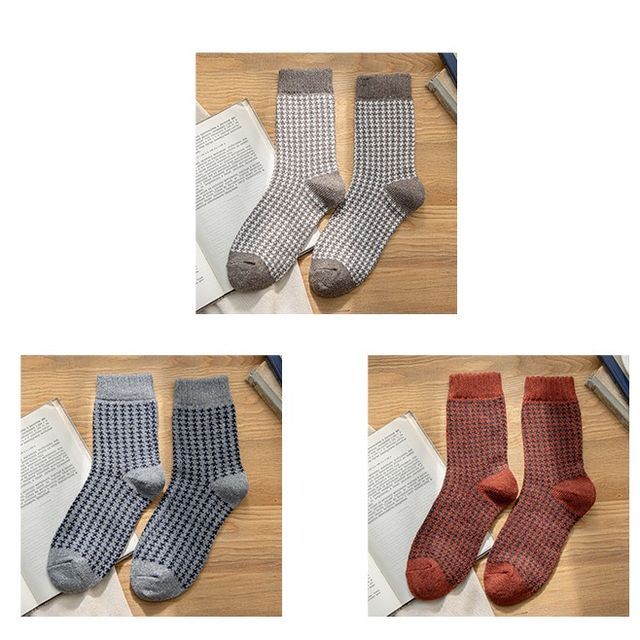 Set of 3 Pairs: Houndstooth Socks