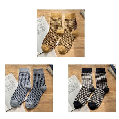 Set of 3 Pairs: Houndstooth Socks