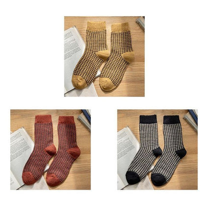 Set of 3 Pairs: Houndstooth Socks