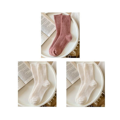 Set of 2 Pairs: Plain Ribbed Socks